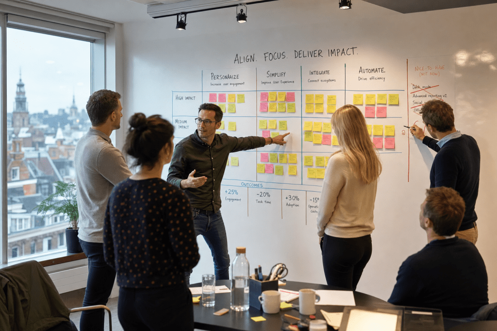 Hoe zorgt een interim product specialist voor snelle afstemming tussen stakeholders en voorkomt hij dat de product backlog een wensenlijst&nbsp;wordt?
