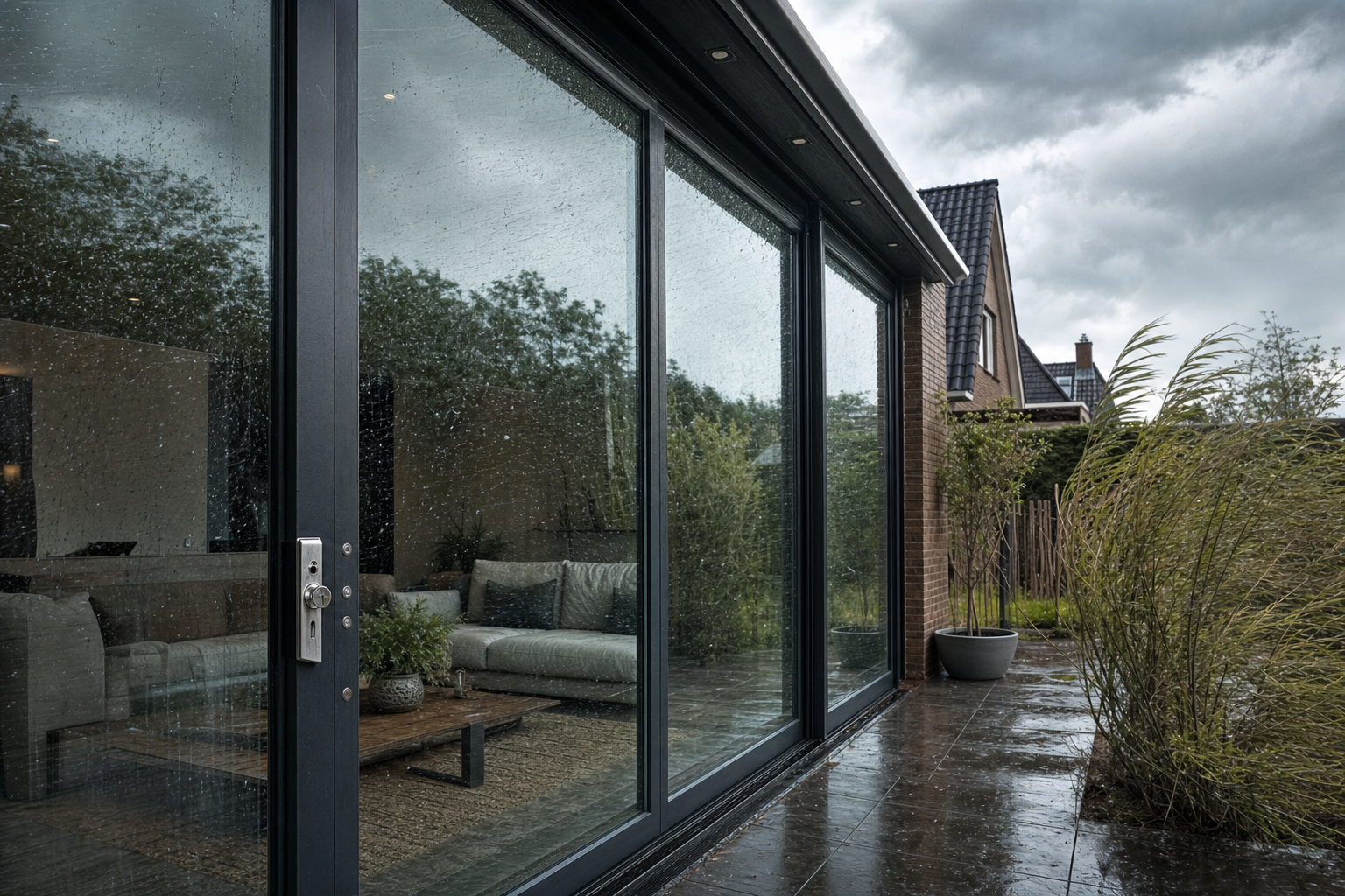 Glazen schuifwanden veiligheid tegen inbraak en stormschade